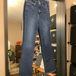 (Lori) Express Blue Straight Leg Jeans Classic Denim